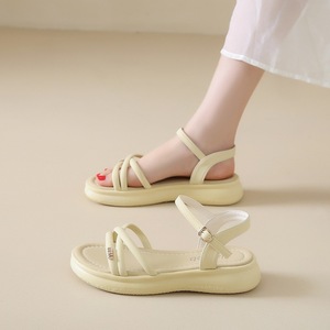 Sandales romaines à semelle épaisse pour femme, style féerique, nouvelle collection été 2025, fermeture à boucle solide, semelle souple et confortable pour la plage - Product Image 2