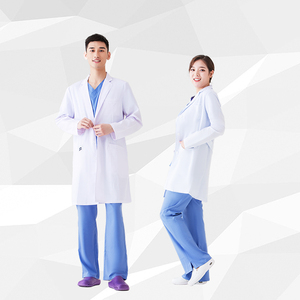 เสื้อกาวน์สีขาวคุณภาพสูงสำหรับบุ<span class=keywords><strong>ร</strong></span>ุษและสตรี แขนยาว ชุดคลุมแพทย์ ชุดทดลอง ชุดยูนิฟอร์มพยาบาล ชุดโ<span class=keywords><strong>ร</strong></span>งพยาบาล - Product Image 1