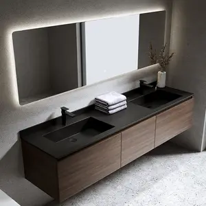 Vanity de salle de bain double évier étanche haut de gamme, fournisseur de vanité flottante de salle de bain personnalisée