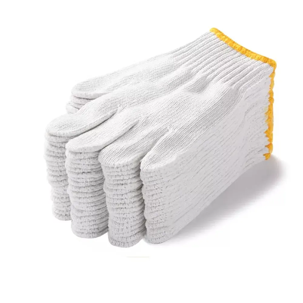Factory Price Cheap Working Glove 7/10 Gauge Cotton Knitted Safety Industrial Construction Natural White Gloves
