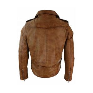 Winter Fashioned Bomber Brown-Qualified Turn-Down Collar Fashion <b>Men</b> Pu <b>Leather</b> <b>Jackets</b> With Long Zippers - Product Image 2