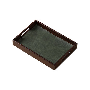 Walnut Colored Rectangular Wood <b>Tray</b> With Handle For <b>Tea</b> Ceremony Accessories - Product Image 5
