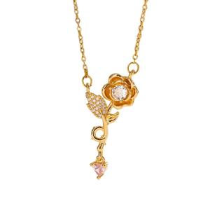 Collare De Acero inossidabile elegante fiore rosa collana in acciaio inox per le donne in acciaio inox catena clavicola gioielli - Product Image 4