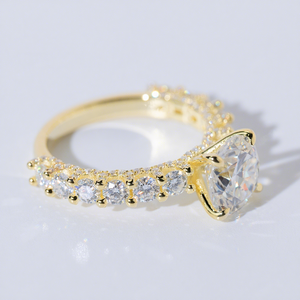 Bague de fiançailles Evanex personnalisée en argent 925 avec diamant Moissanite VVS 2 carats pour femme, plaquée or jaune, bijoux fins - Product Image 3