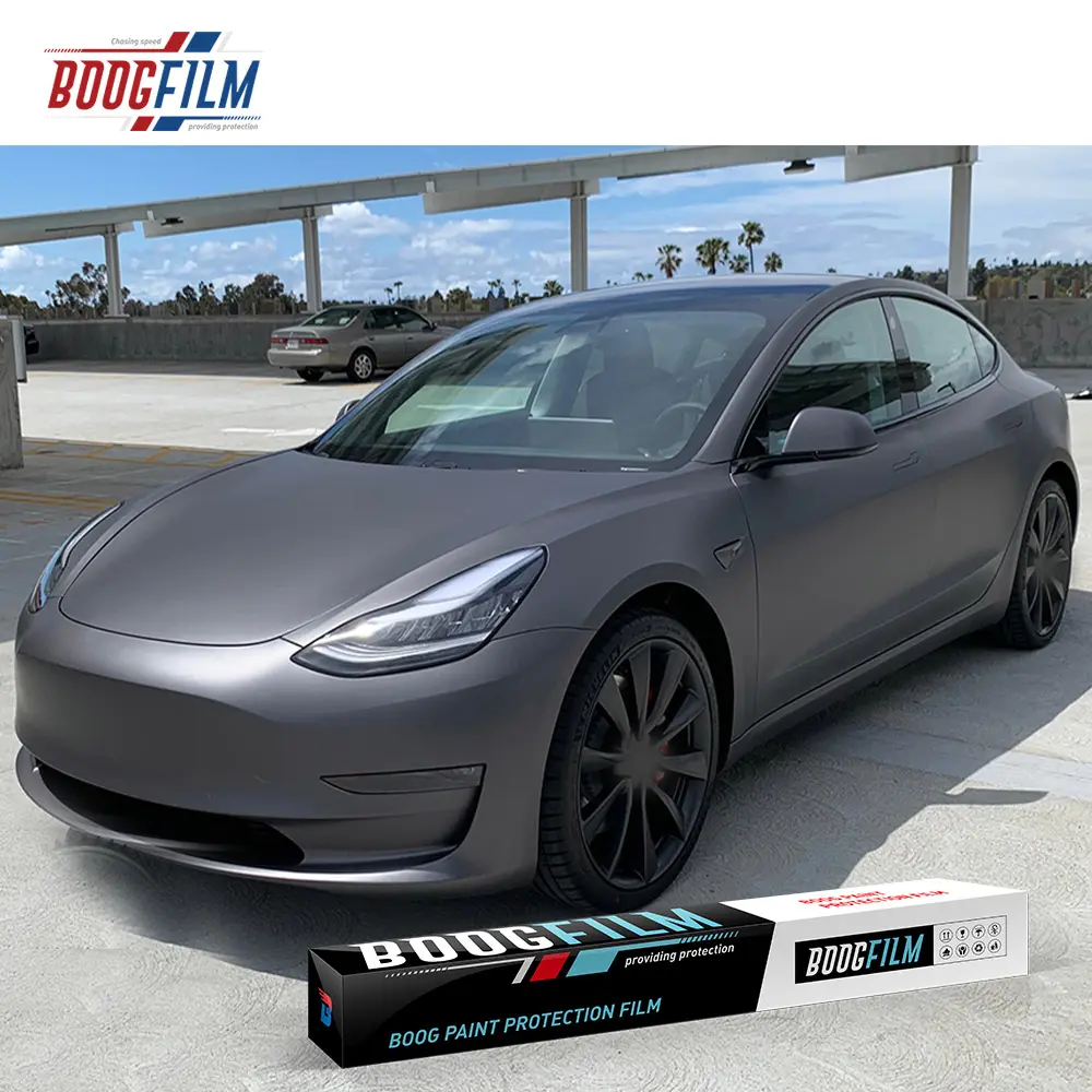 BOOGFILM Super Matte Series Popular PVC Car Wrap Pegatinas autoadhesivas Perfect Matte Dark Grey Car Films