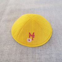 Kippa de mariage, personnalisable, vente en gros, kippa en lin jaune, yarmulke pour Bar Mitzvah, kippa juive quotidienne