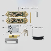 Ensemble de serrures de porte en alliage de zinc robuste de style rétro européen, bicolore doré et argenté, avec poignée à roulement silencieux, pour entrepôt et villa