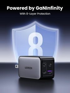 Cargador de Pared USB-C <span class=keywords><strong>Ugreen</strong></span> Nexode <span class=keywords><strong>65W</strong></span> <span class=keywords><strong>GaN</strong></span> de 2 Puertos con Protección Contra Sobrecarga para MacBook Pro/Air de 17/16/15 y para S25/S24 - Product Image 5