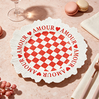 Assiettes rondes de luxe personnalisables en PP de 13 pouces, durables et réutilisables, ensemble de vaisselle de mariage de 50 pièces avec motif par Woju