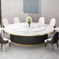 Table à manger ronde moderne à finition brillante avec plateau central rotatif en pierre frittée pour restaurants, 12 places, 16 chaises, utilisation en salon