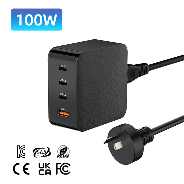 Manufacturer's 100W GaN Quick Travel Charger Multifunction C Fast USB Wall Adapter PD Function AU/EU Socket OTP OVP for Laptop
