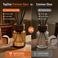 Difusor de Aromas con Varillas de Aceites Esenciales al por Mayor, Aromas Ecológicos a Base de Plantas, Botella Decorativa de Vidrio Corrugado con Tapa de Madera Personalizada