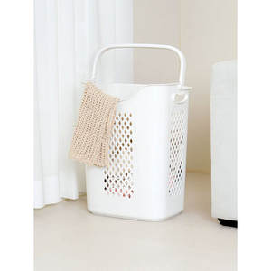 Panier à linge rectangulaire en osier de 37x28.5x48 cm avec tissu pour garde-robe Organisateur de vêtements - Product Image 1