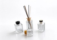 Flacon diffuseur de parfum en verre transparent gaufré de luxe 50ml 100ml 150ml 200ml – Contenant vide carré pour parfum et arôme