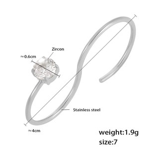 Anillo Doble de Dos Dedos de Acero Inoxidable 316L con Circonita, Chapado en Oro PVD de 14k 18k, Resistente al Agua y al Deslustre, para Mujer - Product Image 6