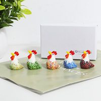 Set 5 PCS Figurine Hiasan Ayam Kaca Kristal Buatan Tangan Mini, Koleksi Lucu, Hadiah, Dekorasi Rumah