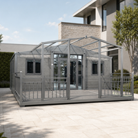 Casa Moderna Blanca Expandible y Plegable con Entrada Abierta y Ventanas con Marco Oscuro para Uso Residencial y en Proyectos