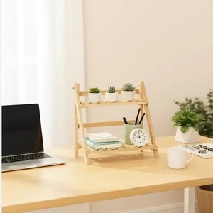 Support pour plantes en bois à double couche, pliable, pour l'intérieur et l'extérieur, étagère de jardin pour pots et fleurs, design minimaliste - Product Image 3