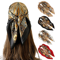 Bandana en satin à imprimé par sublimation personnalisé, de bonne qualité, classique, carré, paisley, bandana paisley, foulard en soie pour cheveux