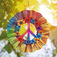 Décoration Suspendue Artistique Cinétique en Métal 3D Éblouissante, Moulin à Vent en Fer, pour Jardin Extérieur, Ornement de Noël, 1 pièce, Dropshipping
