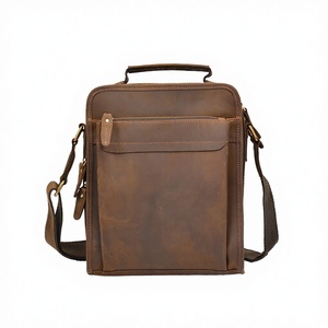 Vintage Large Capacity Simple Crossbody Bag Genuine Leather Business Bag for Men <b>Shoulder</b> Pack - Product Image 2