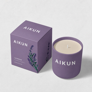 Bougie parfumée en cire de soja AIKUN avec logo personnalisé, bougie aromathérapeutique en pot, parfum d'ambiance pour la maison, tasse en céramique pour la décoration de la maison et boîte cadeau - Product Image 2