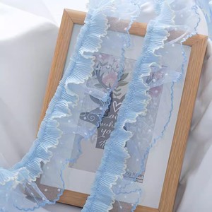 Larghezza 6 cm in poliestere blu cielo Tulle <span class=keywords><strong>con</strong></span> rifiniture in pizzo a pois nastro di pizzo per bambini - Product Image 2
