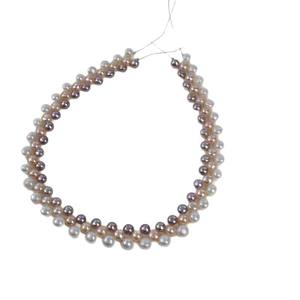 Collar de Perlas de Agua Dulce Naturales de Alta Gama de 7-8-9 mm, Color Mixto, Multihilera, Rebanadas Planas, Blancas, Producto Semiterminado, Fuerte Brillo - Product Image 5