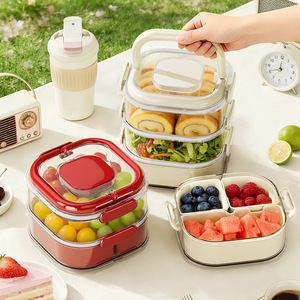 Orange Plus Multi Layer Food Box 3L Airtight Rectangular Lunch Box For Outdoor Camping - Product Image 1