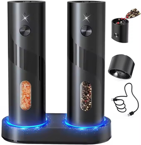 2 Pcs Plastic Household Spice Automatic Salt and Pepper Set with USB Charging Stand - Product Image 4