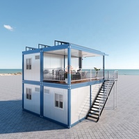 Maison mobile préfabriquée en conteneur 3-en-1 personnalisée de luxe en acier léger sur 2 étages Maison villa plate Panneaux solaires pour appartements