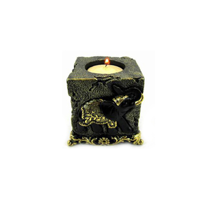 Bougeoir carré en résine bon marché sculptant des statues d'éléphants indiens - Product Image 1