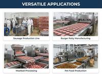 Mezcladora de Carne Automática con Pantalla Táctil PLC y Control de Velocidad VFD |   Mezcladora Industrial de Carne de Doble Eje SUS304