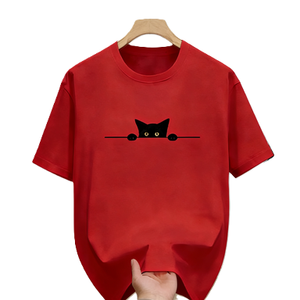 Kaos Grafis Mata Kucing Mengintip, Cetakan Kasual Minimalis Lucu untuk Pecinta Hewan Peliharaan, Nyaman, Lembut, dan Bernapas - Product Image 3