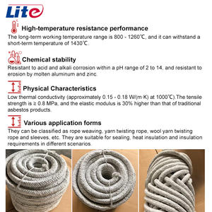 Cordon tressé carré et rond en fibre céramique renforcée, inaltérable, ignifuge, isolant, 1260°C, à bas <span class=keywords><strong>prix</strong></span> - Product Image 4