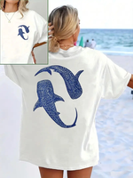 Nouveau T-shirt d'été pour femme 100 % coton à imprimé animal, coupe décontractée, manches courtes, 220g tissé
