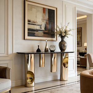 Console moderne avec plateau en marbre et pieds en fibre de verre dorés pour l'<span class=keywords><strong>entrée</strong></span> de la maison - Product Image 5