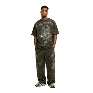 Pantalon de survêtement unisexe Y2K imprimé bêtes exotiques, 100 % coton, écologique, imperméable, respirant, tricoté - Product Image 1