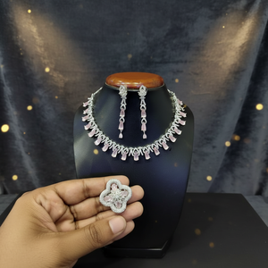 Best Fine American Diamond <b>Necklace</b> <b>Set</b> <b>Silver</b> Plated 11065515LPI Elegant Fine Jewelry - Product Image 3