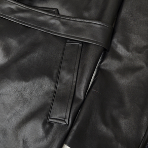 Cintura Vintage rimovibile lungo parka in pelle nera impermeabile antivento <span class=keywords><strong>cappotto</strong></span> da donna <span class=keywords><strong>con</strong></span> <span class=keywords><strong>collo</strong></span> <span class=keywords><strong>di</strong></span> <span class=keywords><strong>pelliccia</strong></span> - Product Image 5