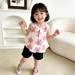 Ropa Infantil <span class=keywords><strong>de</strong></span> Verano, Estilo Europeo Americano, Conjuntos <span class=keywords><strong>de</strong></span> Moda con Hombros Descubiertos, Ropa para Niñas, Primavera 2026, Poliéster - Product Image 6