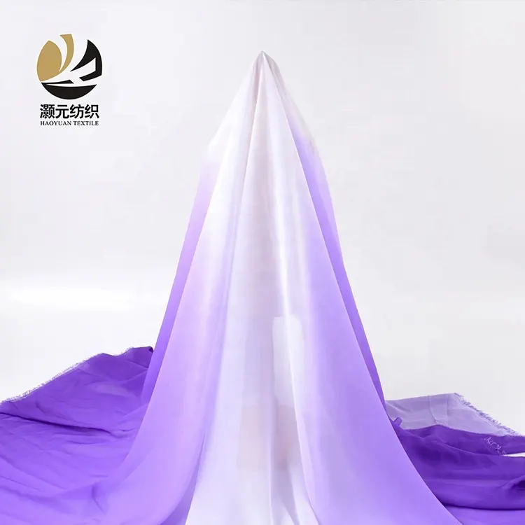 Encomendas diretamente diferentes tipos de roxo gradiente cor rolo impressão chiffon tecido para vestido