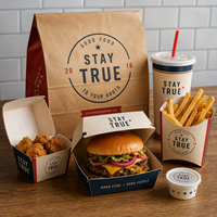 Emballage alimentaire en papier jetable personnalisé pour frites, boîtes à poulet frit, boîtes à hamburgers, boîtes à emporter, contenants pour restauration rapide