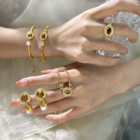 Nouvel ensemble de bijoux 2026 en pierre œil de tigre : boucles d'oreilles, collier, bague et bracelet de style vintage français haut de gamme