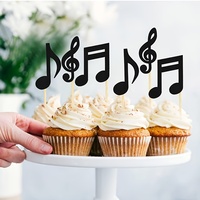 Musiknoten Cupcake Topper Schwarze Glänzende Musiksymbole Cupcake Rock-Konzert-Thema Hochzeitstorten-Dekoration