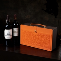 En stock articles en cuir orange personnalisés portables boîte-cadeau de vin pour 2 bouteilles de vin boîte-cadeau de vin Shunstone grossiste