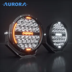 Aurora 9-inch Vòng LED làm việc ánh sáng dual-màu DRL cho offroad lái xe màu trắng và màu vàng LED lái xe ánh sáng