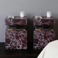 Table d'appoint en marbre naturel Mobilier de maison design Table multicolore Pilier en pierre de luxe Socle en marbre Table d'appoint Marmol Mesa