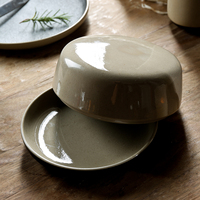 Service de table en céramique LovingHome, assiette de présentation beige, style simple, vaisselle en porcelaine pour hôtels, pour la décoration