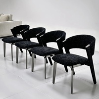 Chaises de salle à manger de style italien en acier inoxydable de luxe, revêtement en tissu, design minimaliste non réglable, meubles pour la maison